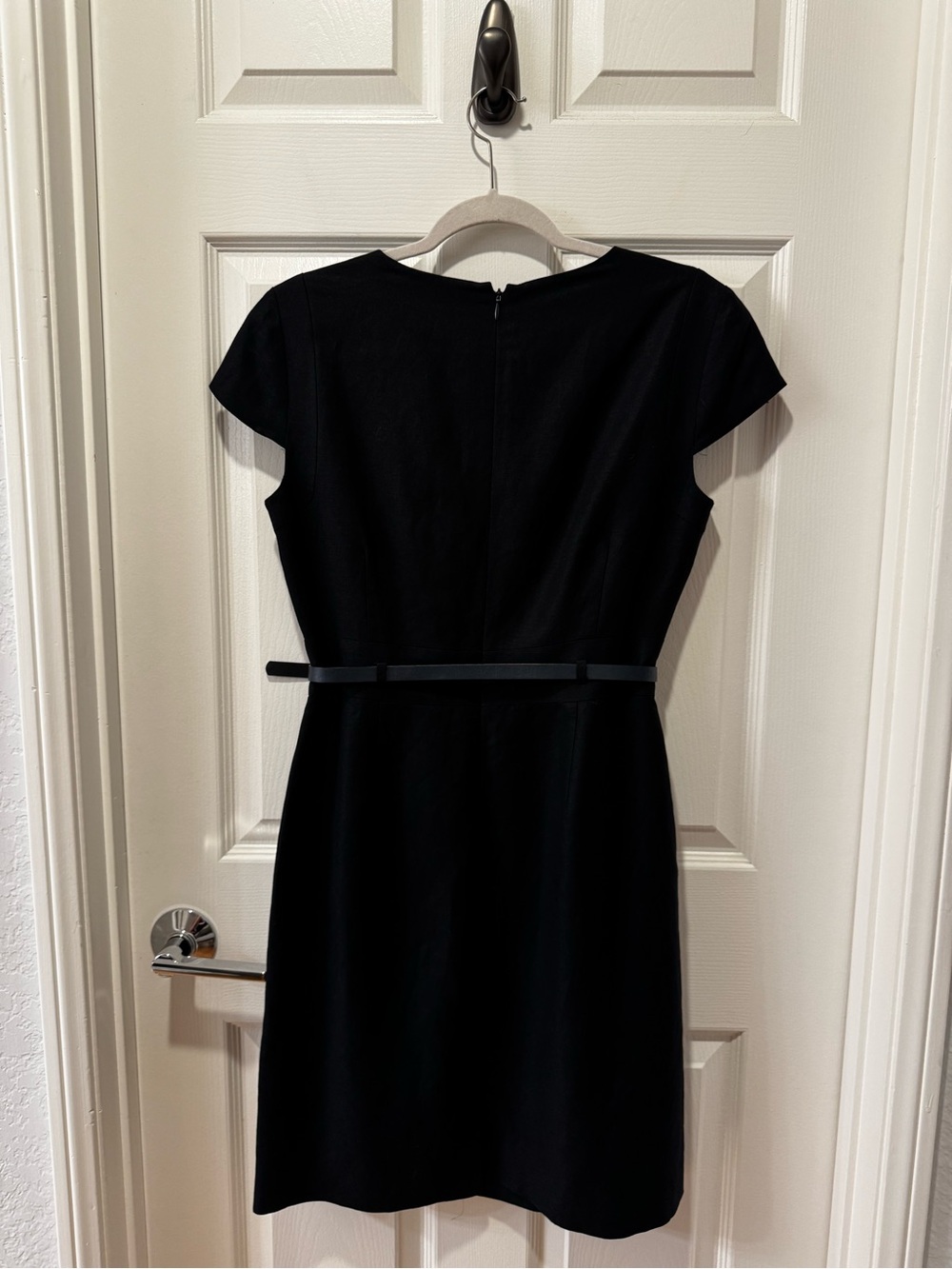 Tahari Arthur S. Levine Linen Blend Black Ruffle Midi Dress 8P - Picture 4 of 8